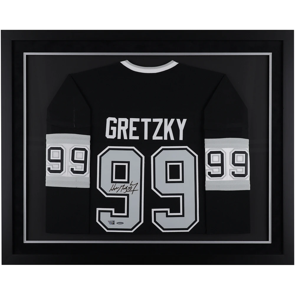 Wayne Gretzky Los Angeles Kings Autographed Upper Deck Deluxe Framed 1992-93 Black Mitchell & Ness Jersey