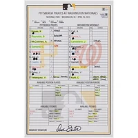 Pittsburgh Pirates Game-Used Lineup Card vs. Washington Nationals on April 29, 2023 - Game Two of Doubleheader