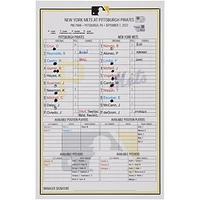 Pittsburgh Pirates Game-Used Lineup Card vs. New York Mets on September 7, 2022 - Game Two of Doubleheader
