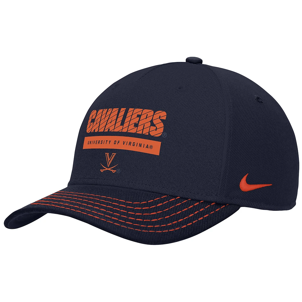 Men's Nike Navy Virginia Cavaliers 2024 Sideline Rise Performance Adjustable Hat