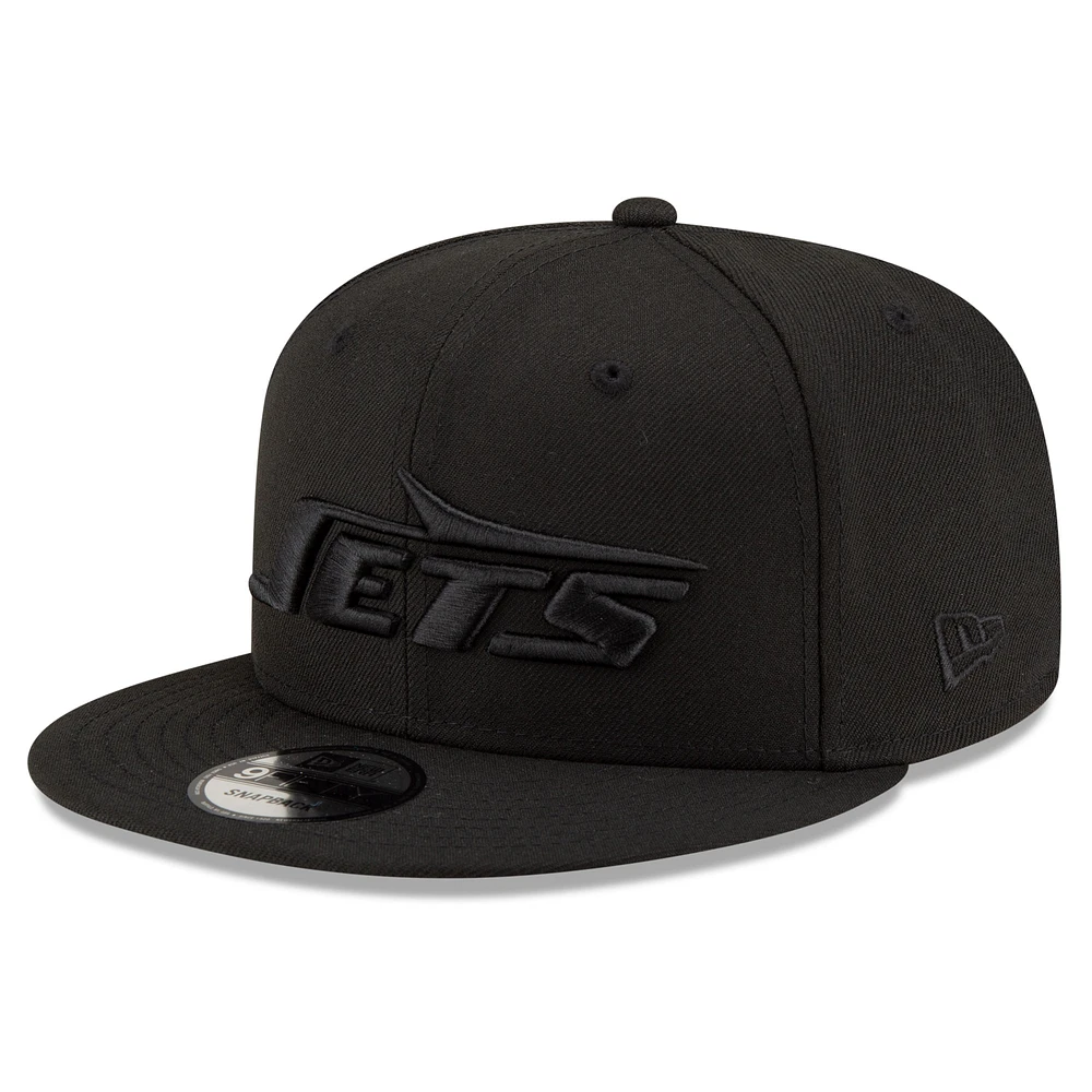 Men's New Era Black New York Jets Black On Black 9FIFTY Snapback Hat