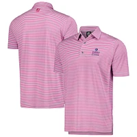 Men's FootJoy Pink Zurich Classic Lisle Feeder Stripe ProDry Polo