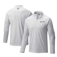 Men's Columbia White Chicago Sox Terminal Tackle Omni-Shade Raglan Quarter-Zip Pullover Top