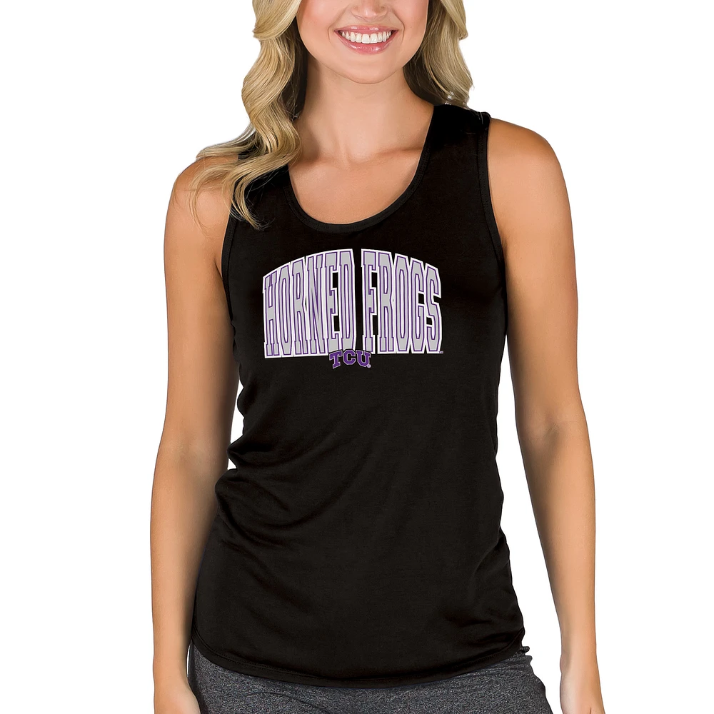 Women's College Concepts Black TCU Horned Frogs Marathon Racerback Tank Top