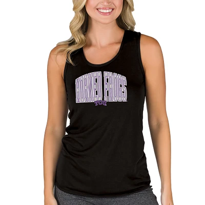 Women's College Concepts Black TCU Horned Frogs Marathon Racerback Tank Top
