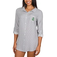Women's College Concepts Gray Colorado State Rams Full-Button Long Sleeve Melody Nightshirt