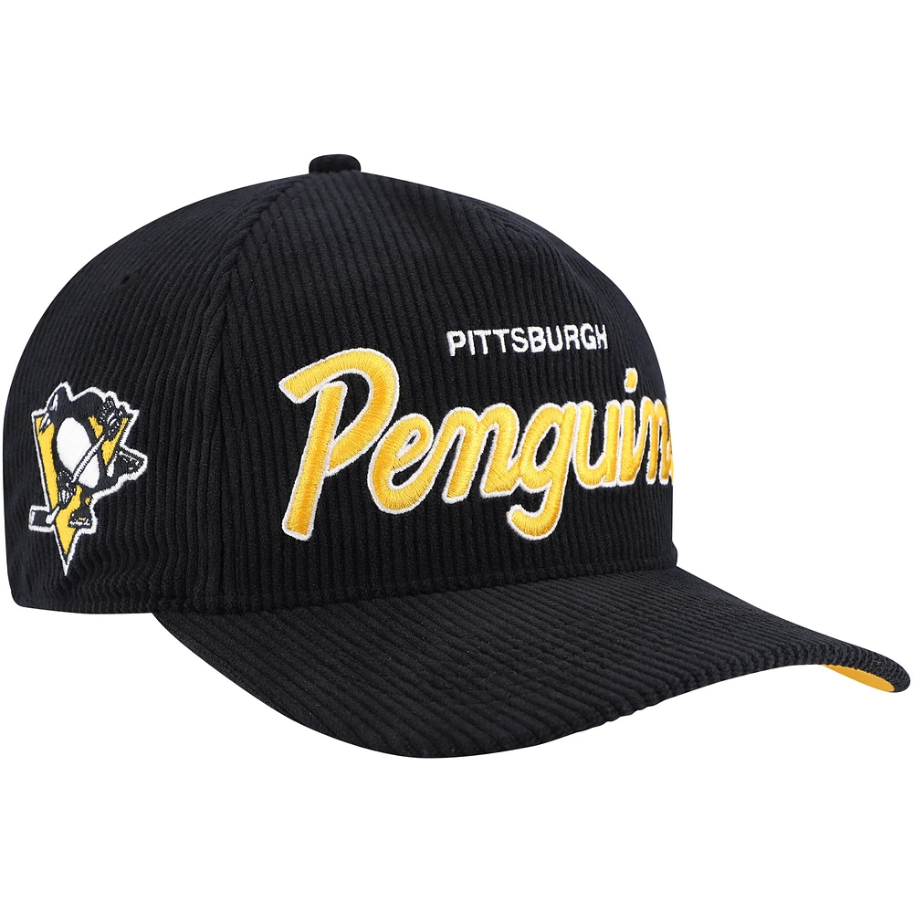 Men's '47  Black Pittsburgh Penguins Crosstown Corduroy Hitch Adjustable Hat