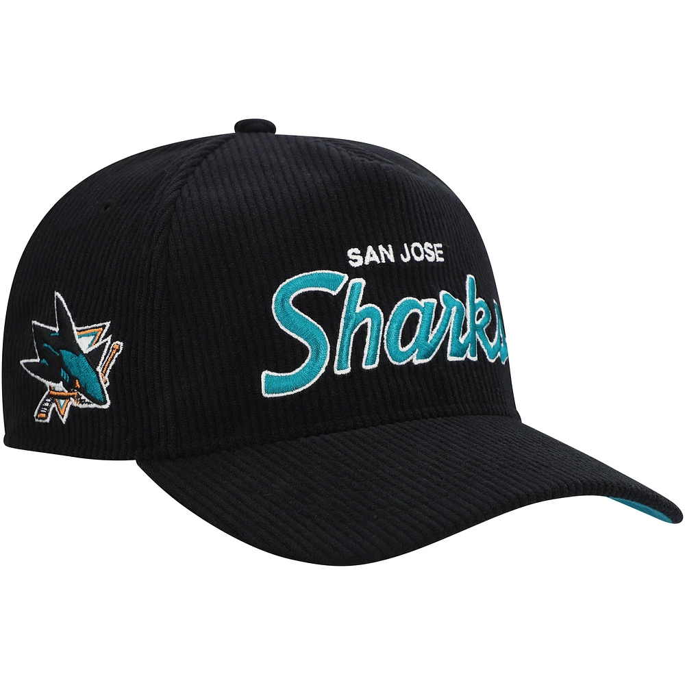 Men's '47  Black San Jose Sharks Crosstown Corduroy Hitch Adjustable Hat