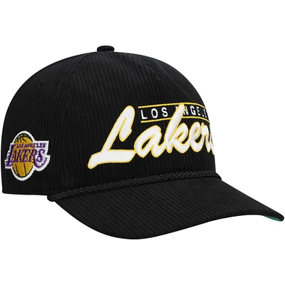 Men's '47  Black Los Angeles Lakers Double Header Sidepatch Cord Hitch Adjustable Hat