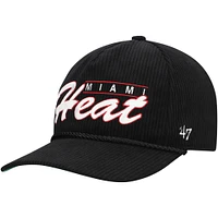 Men's '47  Black Miami Heat Double Header Sidepatch Cord Hitch Adjustable Hat