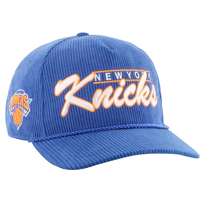 Men's '47  Blue New York Knicks Double Header Sidepatch Cord Hitch Adjustable Hat