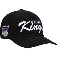 Men's '47  Black Sacramento Kings Double Header Sidepatch Cord Hitch Adjustable Hat