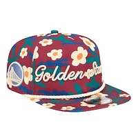 Men's New Era Crimson Golden State Warriors Vacation Floral Golfer Snapback Hat