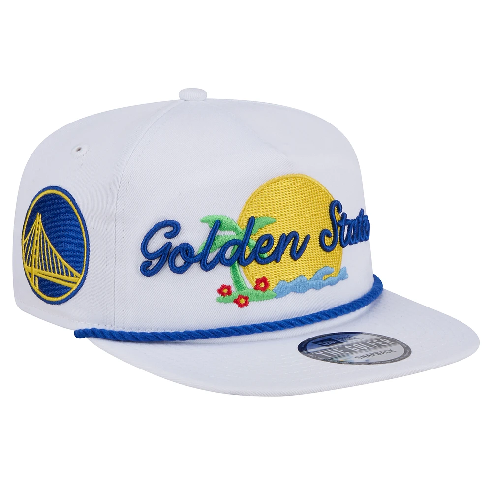 Men's New Era White Golden State Warriors Island Oasis Golfer Snapback Hat