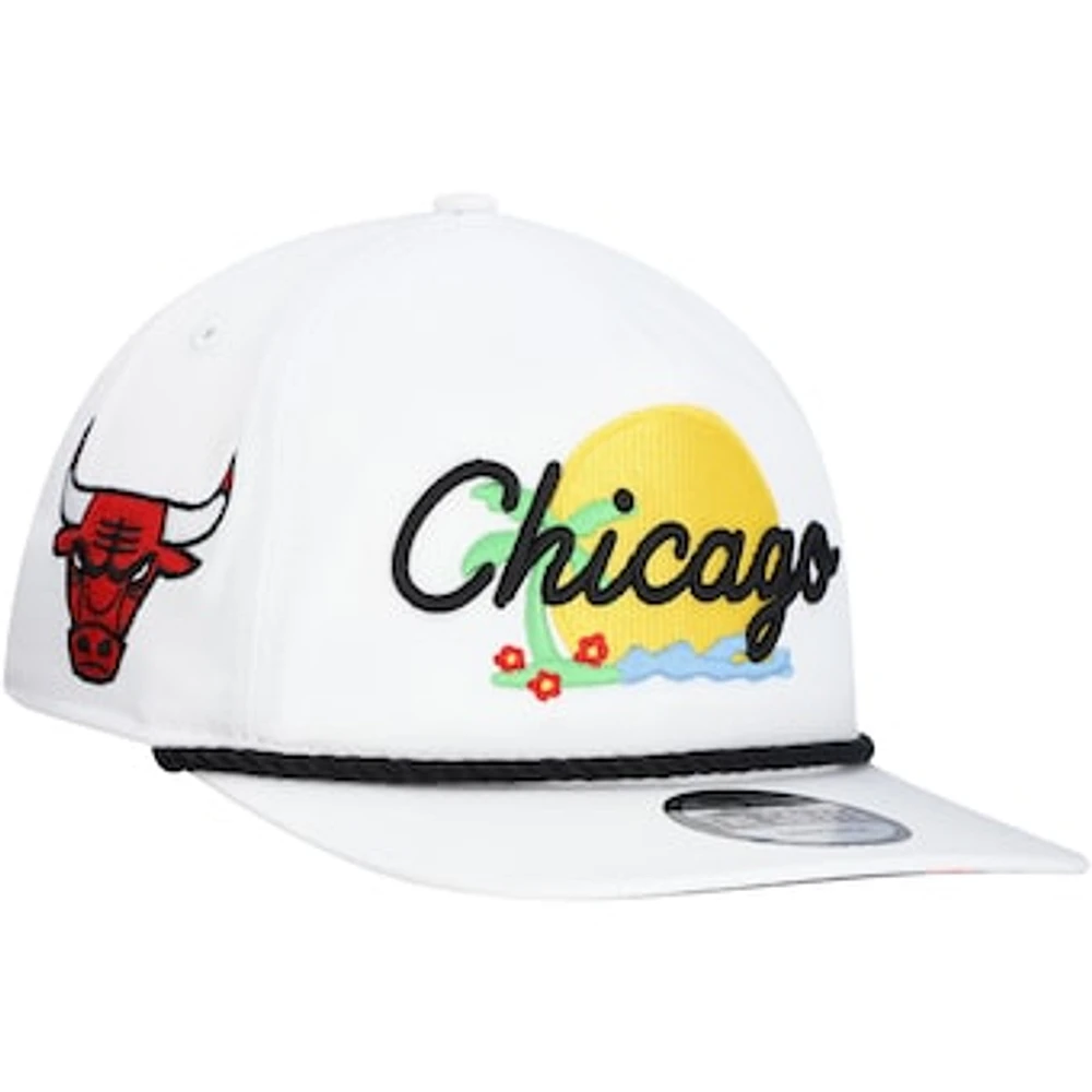 Men's New Era White Chicago Bulls Island Oasis Golfer Snapback Hat