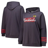 Women's Fanatics Charcoal Chicago Blackhawks Plus Lightweight Fleece Pullover Hoodie