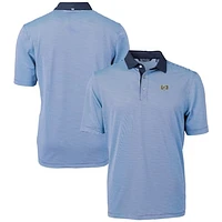 Men's Cutter & Buck Carolina /Navy North Tar Heels Vault DryTec Virtue Eco Pique Micro Stripe Recycled Polo