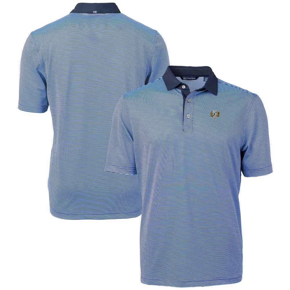 Men's Cutter & Buck Carolina /Navy North Tar Heels Vault DryTec Virtue Eco Pique Micro Stripe Recycled Polo