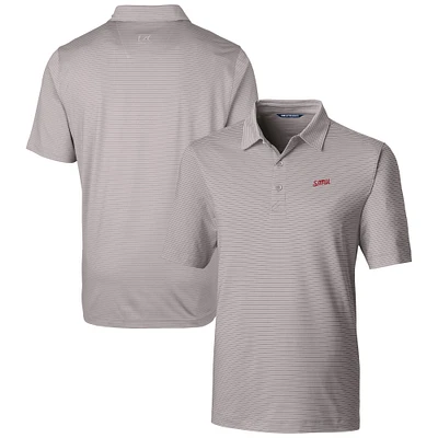 Men's Cutter & Buck  Gray SMU Mustangs Vault Forge Pencil Stripe Stretch Polo