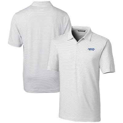Men's Cutter & Buck  White Montana State Bobcats Vault Forge Pencil Stripe Stretch Polo