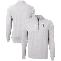 Men's Cutter & Buck  Heather Gray Minnesota Golden Gophers Vault Adapt Eco Knit Heathered Recycled Raglan Quarter-Zip Top