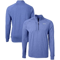 Men's Cutter & Buck Heather Montana State Bobcats Vault Adapt Eco Knit Heathered Recycled Raglan Quarter-Zip Top