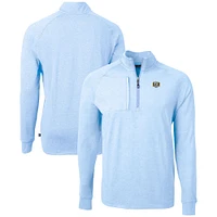 Men's Cutter & Buck  Heather Carolina Blue North Tar Heels Vault Adapt Eco Knit Heathered Recycled Raglan Quarter-Zip Top