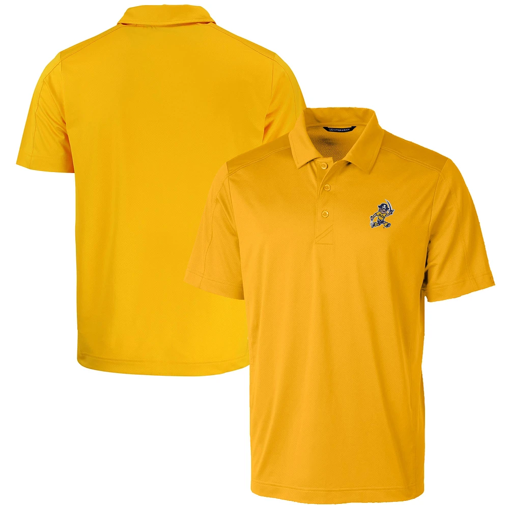 Men's Cutter & Buck Gold ETSU Buccaneers Vault Prospect Textured Stretch Polo