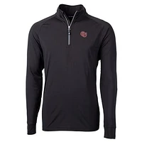 Men's Cutter & Buck  Black Oklahoma Sooners Vault Adapt Eco Knit Stretch Recycled DryTec Quarter-Zip Top