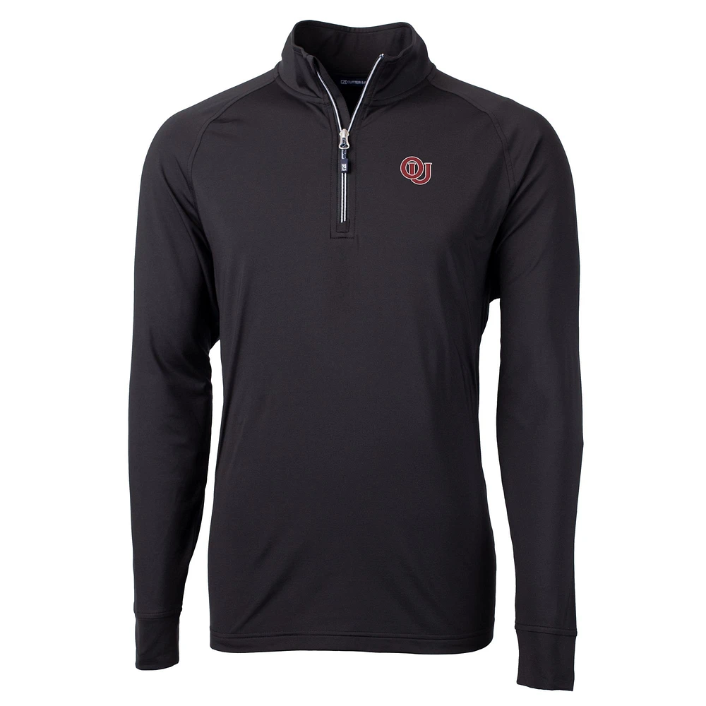 Men's Cutter & Buck Black Oklahoma Sooners Vault Adapt Eco Knit Stretch Recycled DryTec Quarter-Zip Top