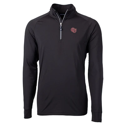 Men's Cutter & Buck  Black Oklahoma Sooners Vault Adapt Eco Knit Stretch Recycled DryTec Quarter-Zip Top