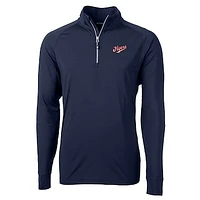 Men's Cutter & Buck  Navy Dayton Flyers Vault Adapt Eco Knit Stretch Recycled DryTec Quarter-Zip Top