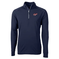Men's Cutter & Buck  Navy Dayton Flyers Vault Adapt Eco Knit Stretch Recycled DryTec Quarter-Zip Top