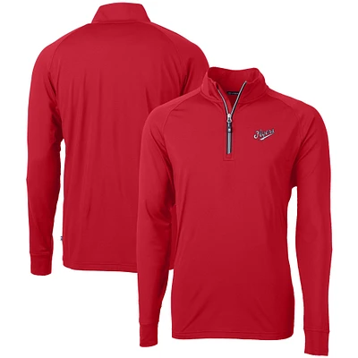 Men's Cutter & Buck Dayton Flyers Vault Adapt Eco Knit Stretch Recycled DryTec Quarter-Zip Top