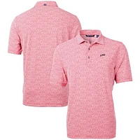 Men's Cutter & Buck  Red SMU Mustangs Vault DryTec Virtue Eco Pique Botanical Print Recycled Polo