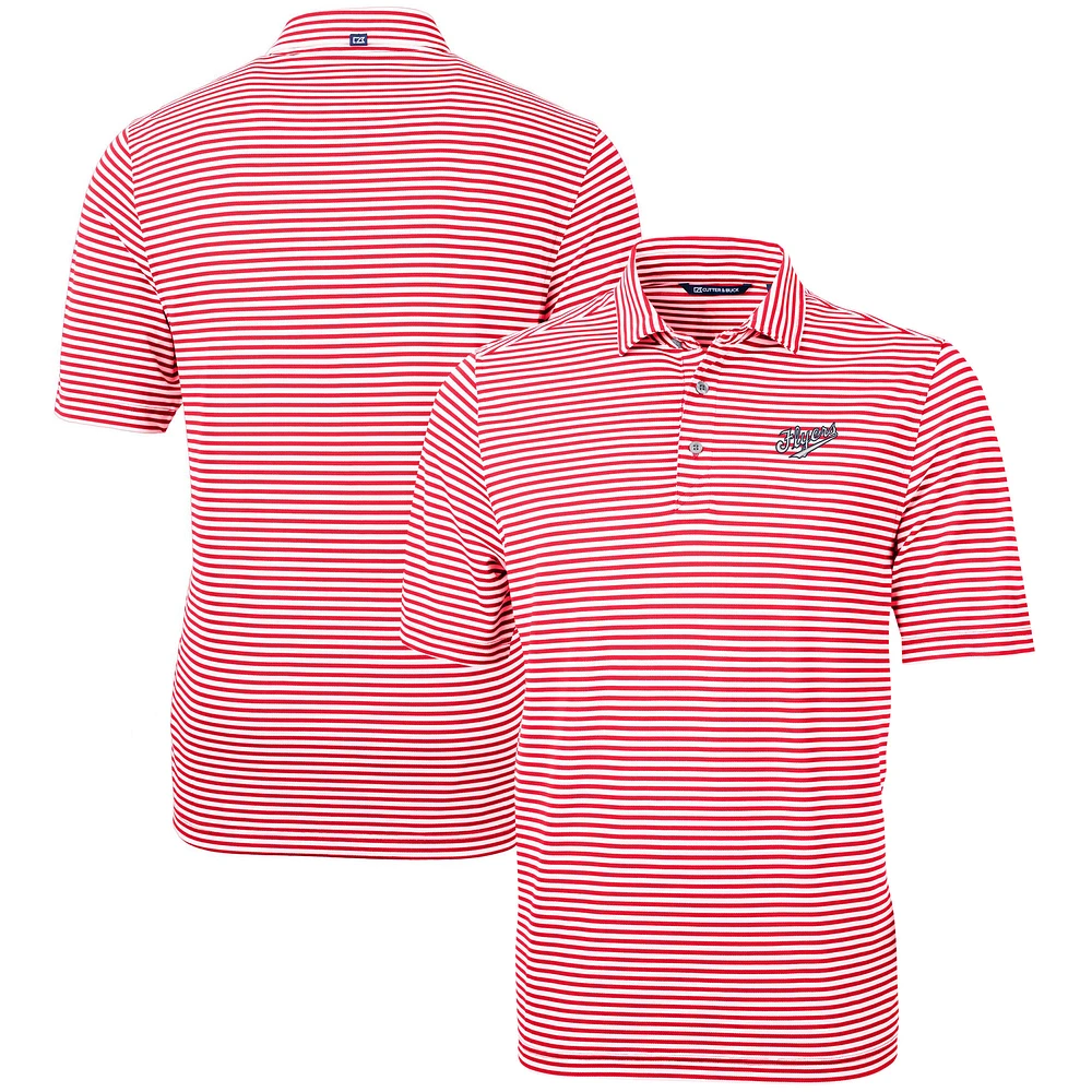 Men's Cutter & Buck Dayton Flyers Vault DryTec Virtue Eco Pique Stripe Recycled Polo
