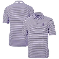 Men's Cutter & Buck Kansas State Wildcats Vault DryTec Virtue Eco Pique Stripe Recycled Polo