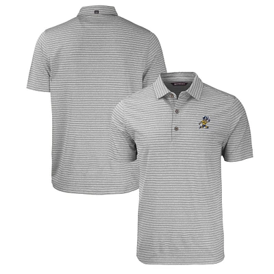 Men's Cutter & Buck Heather Gray ETSU Buccaneers Vault Forge Eco Heathered Stripe Stretch Recycled Polo