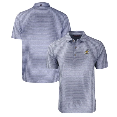 Men's Cutter & Buck Heather Navy ETSU Buccaneers Vault Forge Eco Heathered Stripe Stretch Recycled Polo