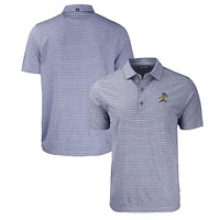 Men's Cutter & Buck Heather Navy ETSU Buccaneers Vault Forge Eco Heathered Stripe Stretch Recycled Polo
