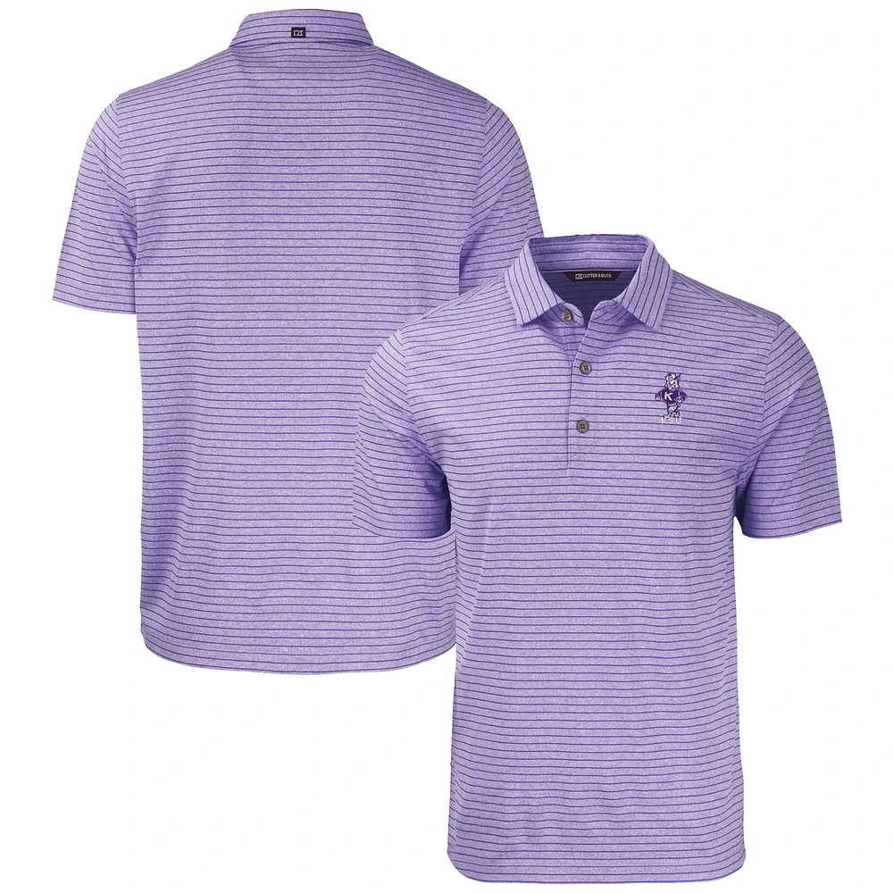 Men's Cutter & Buck Heather Kansas State Wildcats Vault Forge Eco Heathered Stripe Stretch Recycled Polo