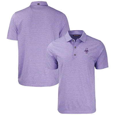 Men's Cutter & Buck Heather Kansas State Wildcats Vault Forge Eco Heathered Stripe Stretch Recycled Polo