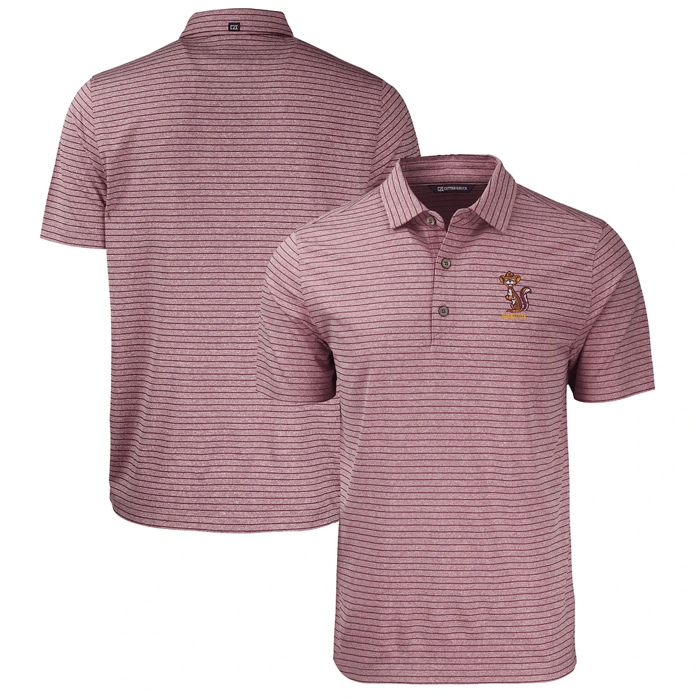 Men's Cutter & Buck Heather Maroon Minnesota Golden Gophers Vault Forge Eco Heathered Stripe Stretch Recycled Polo