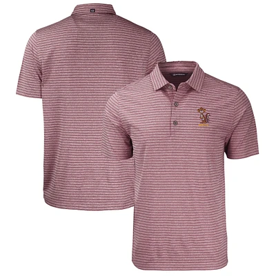 Men's Cutter & Buck Heather Maroon Minnesota Golden Gophers Vault Forge Eco Heathered Stripe Stretch Recycled Polo