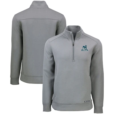 Men's Cutter & Buck  Gray Citadel Bulldogs Roam Eco Recycled Quarter-Zip Sweatshirt