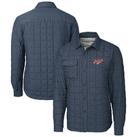 Men's Cutter & Buck  Charcoal Dayton Flyers Vault Rainier PrimaLoft Eco Insulated Quilted Button-Up Shacket