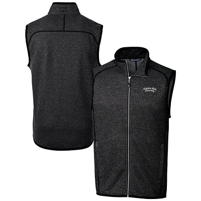 Men's Cutter & Buck  Heather Charcoal Montana State Bobcats Vault Mainsail Sweater Knit Fleece Full-Zip Vest
