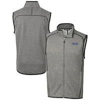 Men's Cutter & Buck  Heather Gray Montana State Bobcats Vault Mainsail Sweater Knit Fleece Full-Zip Vest
