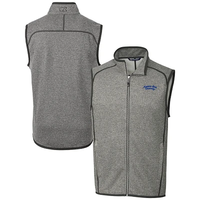 Men's Cutter & Buck  Heather Gray Montana State Bobcats Vault Mainsail Sweater Knit Fleece Full-Zip Vest