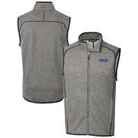 Men's Cutter & Buck  Heather Gray Montana State Bobcats Vault Mainsail Sweater Knit Fleece Full-Zip Vest